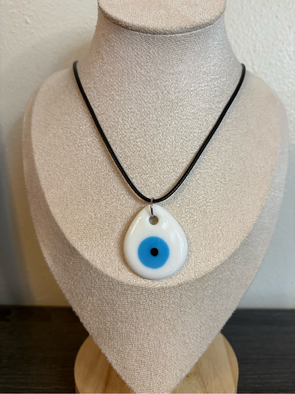 Handmade White/Blue Evil Eye Necklace